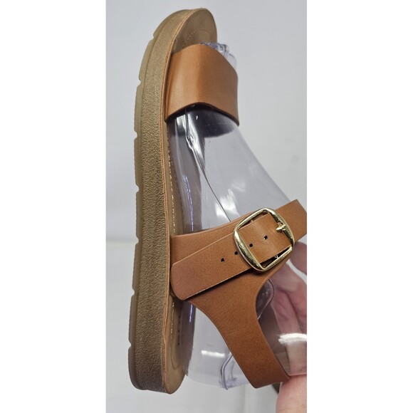 Solanz Plenty Strappy Ankle Sandals Womens Size 7 M Brown Faux Leather - Picture 3 of 11